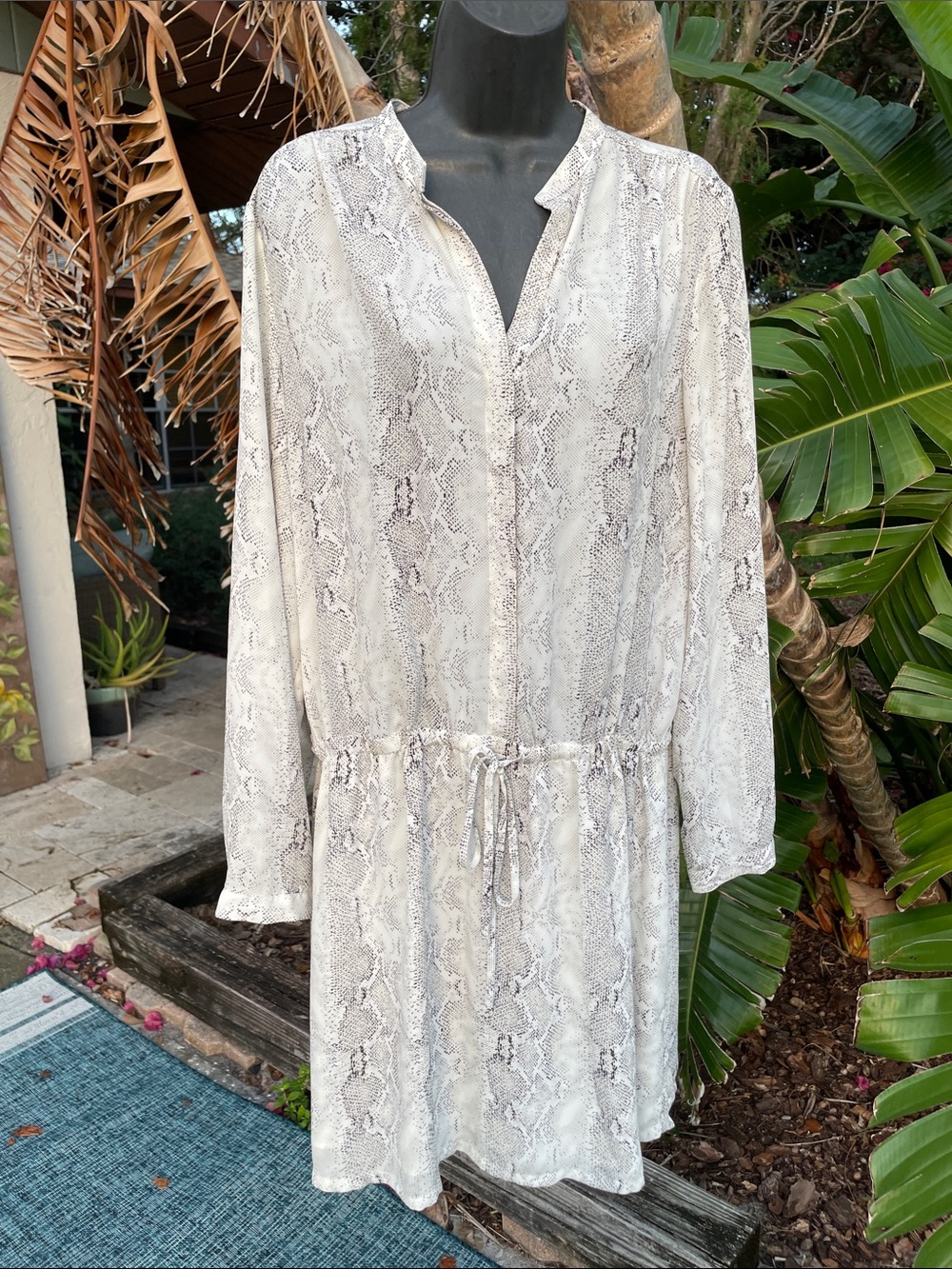 snake print shirt dress by Hillary Radley